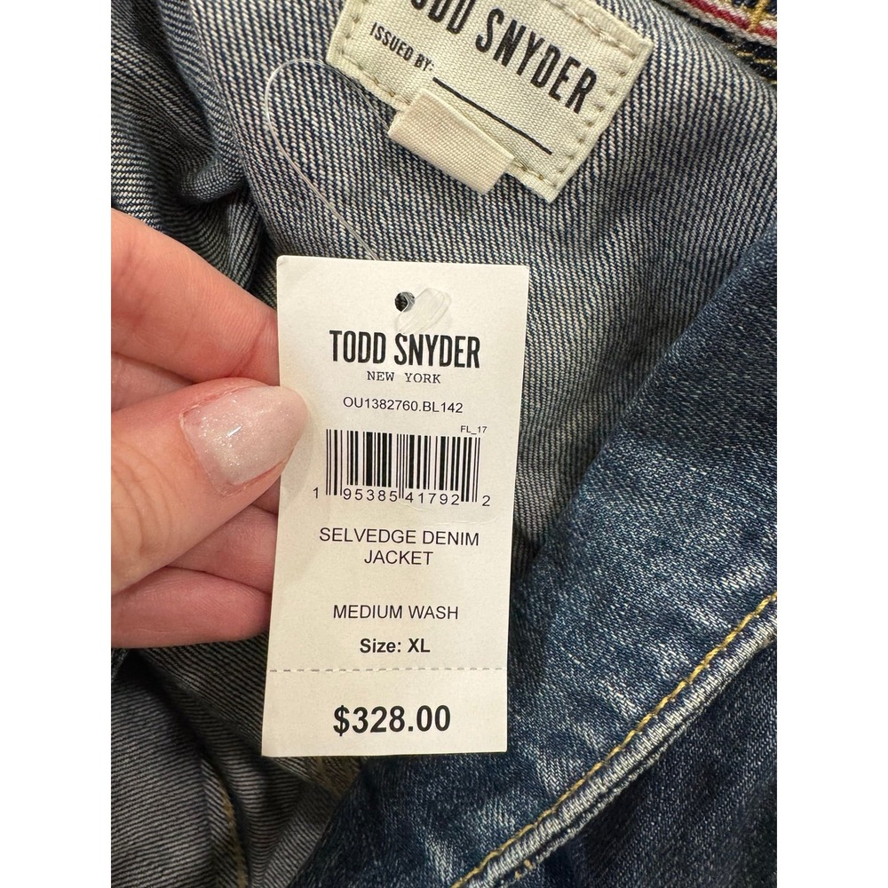 Todd Snyder Men's Selvedge Denim Trucker Jacket Size XL Dylan Medium Wash $328 - Picture 6 of 6
